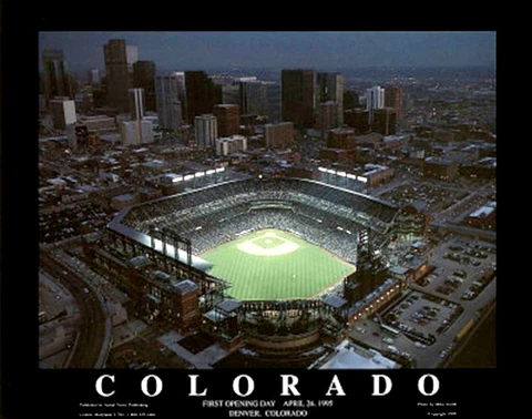 Coors Field Colorado Rockies OPENING DAY (1995) Aerial View Premium 22x28 POSTER Cover