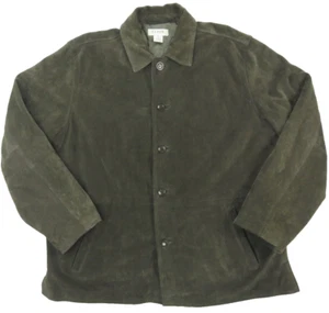 J CREW Mens XL Suede Leather Jacket Quilt Lined Coat Button Front Brown THICK - Picture 1 of 12