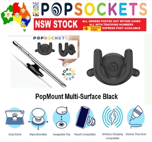 PopSockets Pop Socket Surface Mount Black Phone Stand Holder Mount - Picture 1 of 4