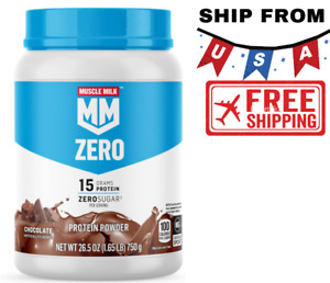 Muscle Milk Zero Protein Powder, Chocolate, 1.65 lbs,25 Servings,15g Protein