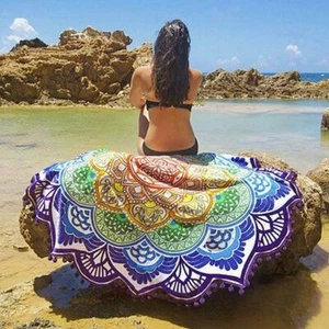 Round Boho Bohemian Mandala Beach Towel Picnic Blanket Tapestry Yoga Mat OZ - Picture 1 of 12