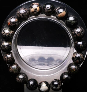 Brazalete de cuentas de piedras preciosas de jade flor de ciruelo negro natural de 10,4 mm AAA - Imagen 1 de 6