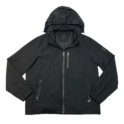 Tumi Tech Jacket Men XL Extra Large Black Full Zip Lined Windbreaker Hidden Hood - Image 1 of 4