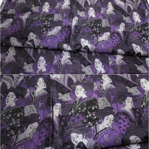 Faux Silk Satin Fabric Brocade Damask Embroidery Japanese Geisha 114*100cm Craft - Picture 1 of 14