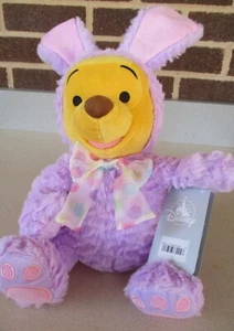 Disney Store Winnie The Pooh Bear Dressed as Bunny Plush 10" Soft Stuffed Purple - Picture 1 of 4