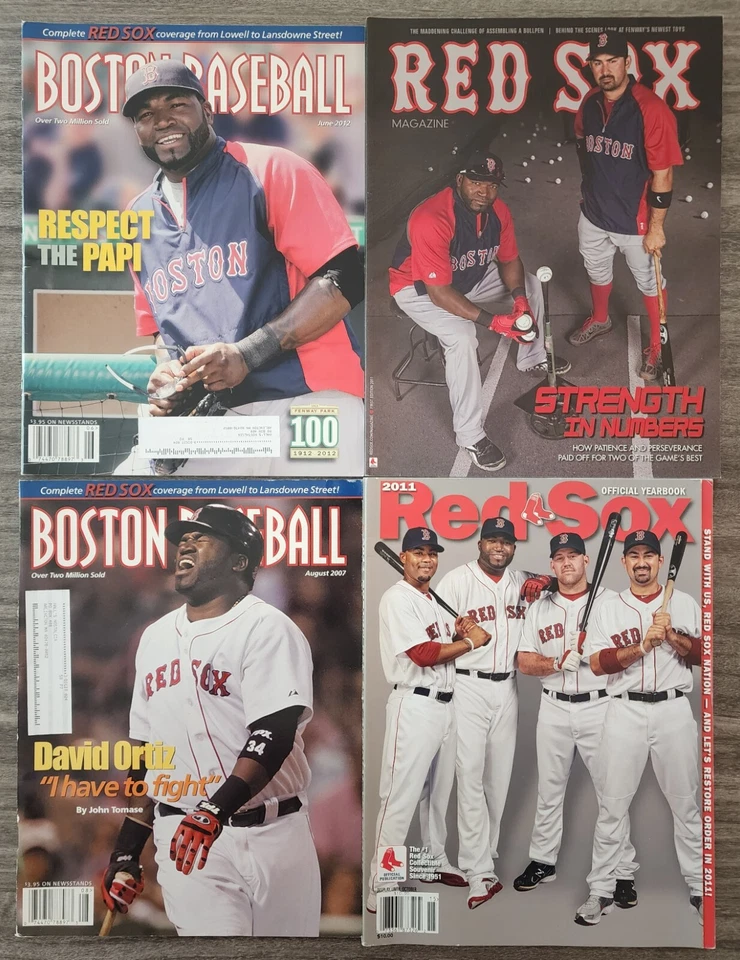 Lot Of 4 David Ortiz Boston Red Sox Program Baseball Magazine - Image 1 of 1