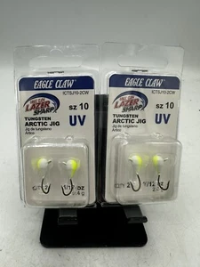 2x Eagle Claw Tungsten Artic Jig 1/12oz Glow Size 10 White Chartreuse - Picture 1 of 4