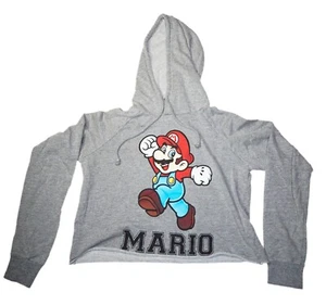 Vintage Super Mario JR M Sweatshirt Hoodie - Womens Junior Medium Grey Hood 2012 - Picture 1 of 5