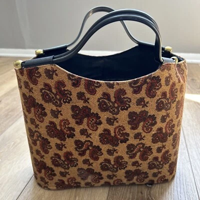 Vintage Paisley Tapestry Grannycore HANDBAG Purse Carpet Bag Tote Footed - Image 1 of 4