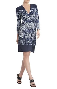 NUEVO VESTIDO ENVOLVENTE BCBGMAXAZRIA DK COMBO DE TINTA ADELE IMPRESO DGZ68B83/M632A TALLA XS - Imagen 1 de 2