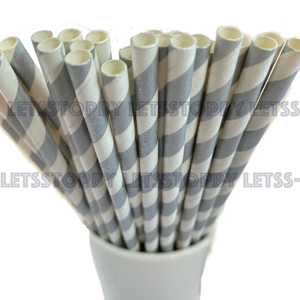 Pajita de papel desechable 100/500 a granel a rayas para cumpleaños baby shower fiesta evento Foto 1 de 1