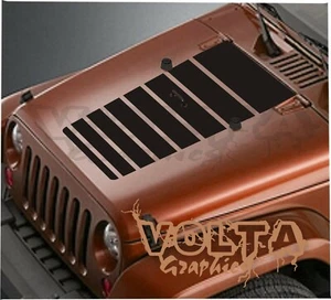 Vinyl Hood Decal Compatible with Jeep Wrangler - Blackout Stripes Graphic USA - Bild 1 von 1
