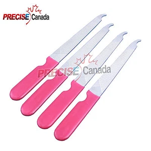  PACK OF 4 METAL 5" NAIL FILE WITH PINK PLASTIC HANDLE  - Picture 1 of 2