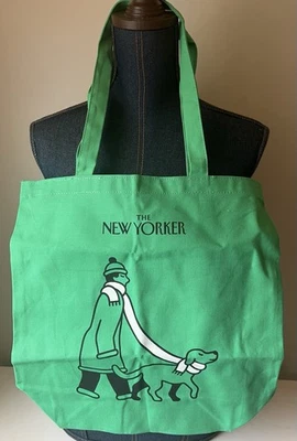 RARE NEW The New Yorker Limited Edition Tote Bag Laura Dirzyte Green Dog Walk - Image 1 of 4