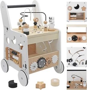 Wooden Baby Walker - 5in1 Montessori Activity Cubes, Push for... - Picture 1 of 9