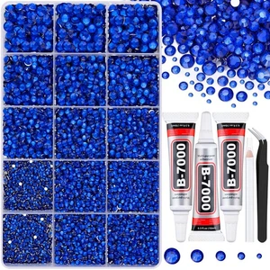 16000Pcs Resin Rhinestones for Crafting, Royal Blue Non Hotfix Flatback Gems,... - Picture 1 of 7