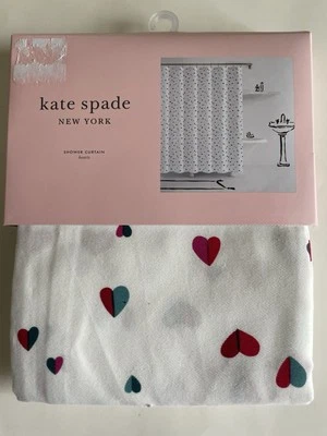 Kate Spade New York Hearts Fabric Shower Curtain Cotton Blend  72 X 72 - Image 1 of 2
