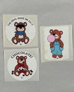 Vintage 1980s BJ Bears Sticker Set of 3 Mod Bubblegum Devil Made Me Do It - Picture 1 of 8