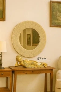 Buddha Thai Sdraiato in Foglia Oro e Specchietti – Scultura Artigianale 57x16x22 - Imagen 1 de 9