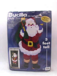 Bucilla 1998 Fieltro Papá Noel Kit #84017 5 Pies Puerta/Kit Colgante Pared! - Imagen 1 de 5