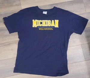 Champion Blue Michigan Wolverines Embroidered Block Logo T-Shirt Authentic XL - Picture 1 of 6