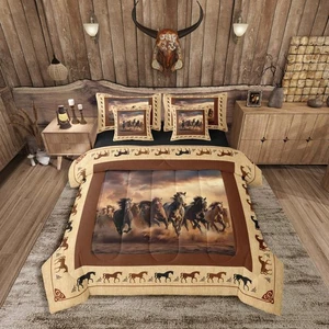 Pferdebettdecke Set 7-teilig King Size galoppierendes Pferdebett im Beutel für Jungen... - Bild 1 von 7