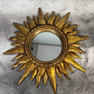 Vintage Sunburst Celestial Gold Akzent Wandspiegel Hollywood Regency Whimsigoth - Bild 1 von 14