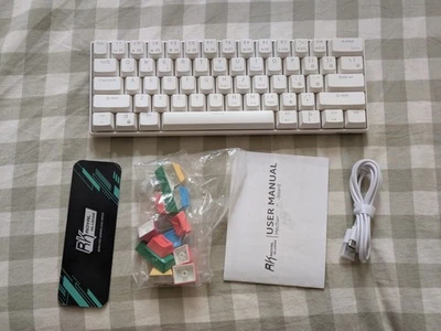 Royal Kludge Game Keyboard Mechanical Tri-Mode Brown Switch Wireless White RK61 - Image 1 of 4