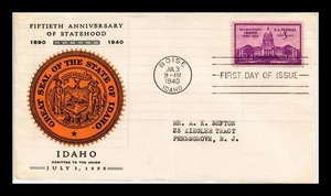 DR JIM STAMPS US COVER IDAHO STATEHOOD 50TH ANNIVERSARY FDC SCOTT 896 - Picture 1 of 2