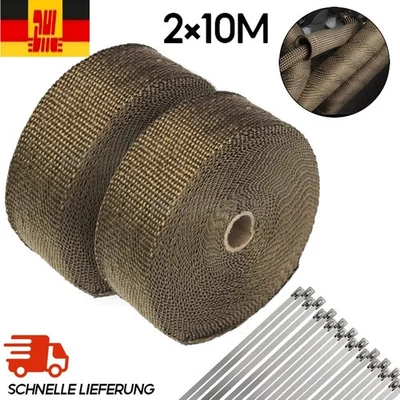 2x 10m Titan-Hitzeschutzband Auspuffband Bis 1400° Motorrad Hitzeschutz Krümmer - Bild 1 von 4