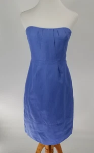 J CREW Size 4 Erica Cotton Cady Strapless Dress Dark Hydrangea NEW - Bild 1 von 4