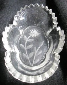 Antikes Klarglas geschliffenes Glas Meistersalz mit Sägezahnrand - Bild 1 von 4