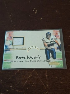 JUNIOR SEAU CHARGERS LEGEND GENUINE AUTHENTIC FOOTBALL INSERT JERSEY CARD NICE - Picture 1 of 2