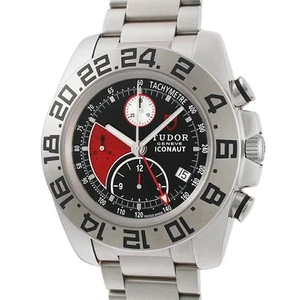 TUDOR WATCH ICONAUT GMT CHRONOGRAPH 20400 AUTOMATIC BLACK/RED DIAL SS MEN'S F/S - Picture 1 of 6