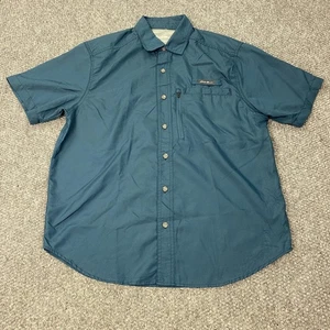 Eddie Bauer Hemd Herren mittelblau kurzarm belüftet Ripstop Angeln Outdoor - Bild 1 von 12
