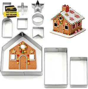 Set tagliabiscotti casa pan di zenzero 10 pezzi per Natale inverno vacanze cottura a - Foto 1 di 8