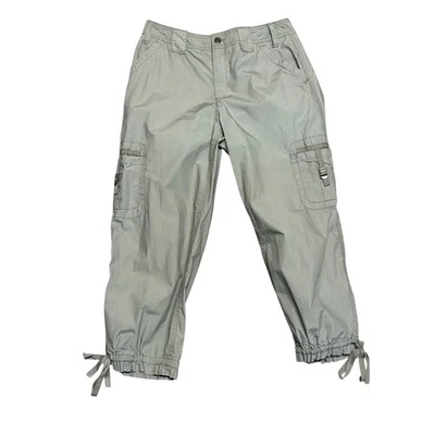Caribbean Joe Womens Cargo Capri Pants Size 8 Light Beige Tie Ankle Casual - Image 1 of 4