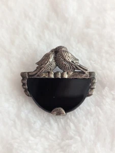 Spilla uccellino vintage argento sterling onice art deco due uccellini coccole antica - Foto 1 di 13