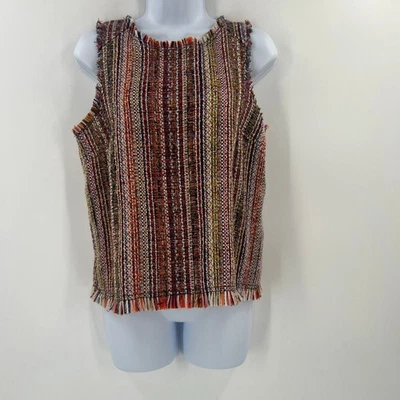 Prenda para el torso Anthropologie Maeve Boho Tweed Shell 6 coloridos flecos para el trabajo profesional Foto 1 de 4