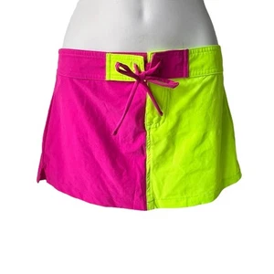 Hurley Boardie Skirt Womens XS Solid Block Hot Pink Neon Green Colorful Beach - Picture 1 of 12