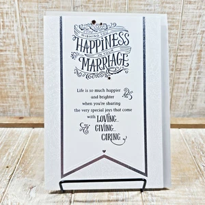 Hallmark Wedding Greeting Card Happiness Black Silver Jeweled Love Caring - Picture 1 of 10
