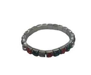 WEIHNACHTEN Stretch Armband rot & grün silberfarben Modeschmuck Urlaub - Bild 1 von 2