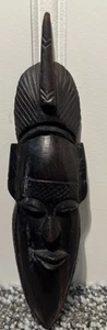 VTG Small Hand Carved Tribal Malawi, African Wood Face Mask Wall Art Decor 8”X2” - Picture 1 of 10