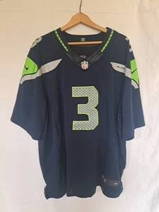 Seattle Seahawks Jersey Sewn Size 52 Blue Russell Wilson #3 On Field NFL Nike - Picture 1 of 6