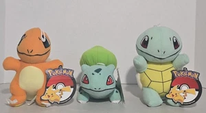 Pokemon Lot Of 3 Plush, Charmander, Squirtle, Bulbasaur - 2017 All With Tags - Picture 1 of 11