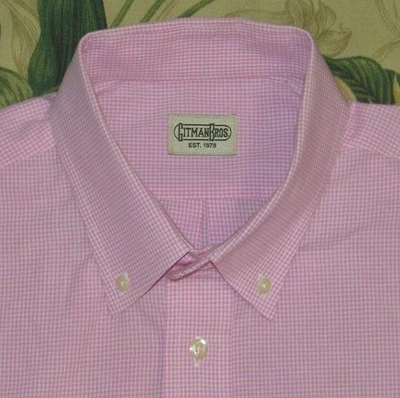 Camisa GITMAN BROS Rosa Cuadros Manga Larga Con Botones Hecha en EE. UU. XL Foto 1 de 3