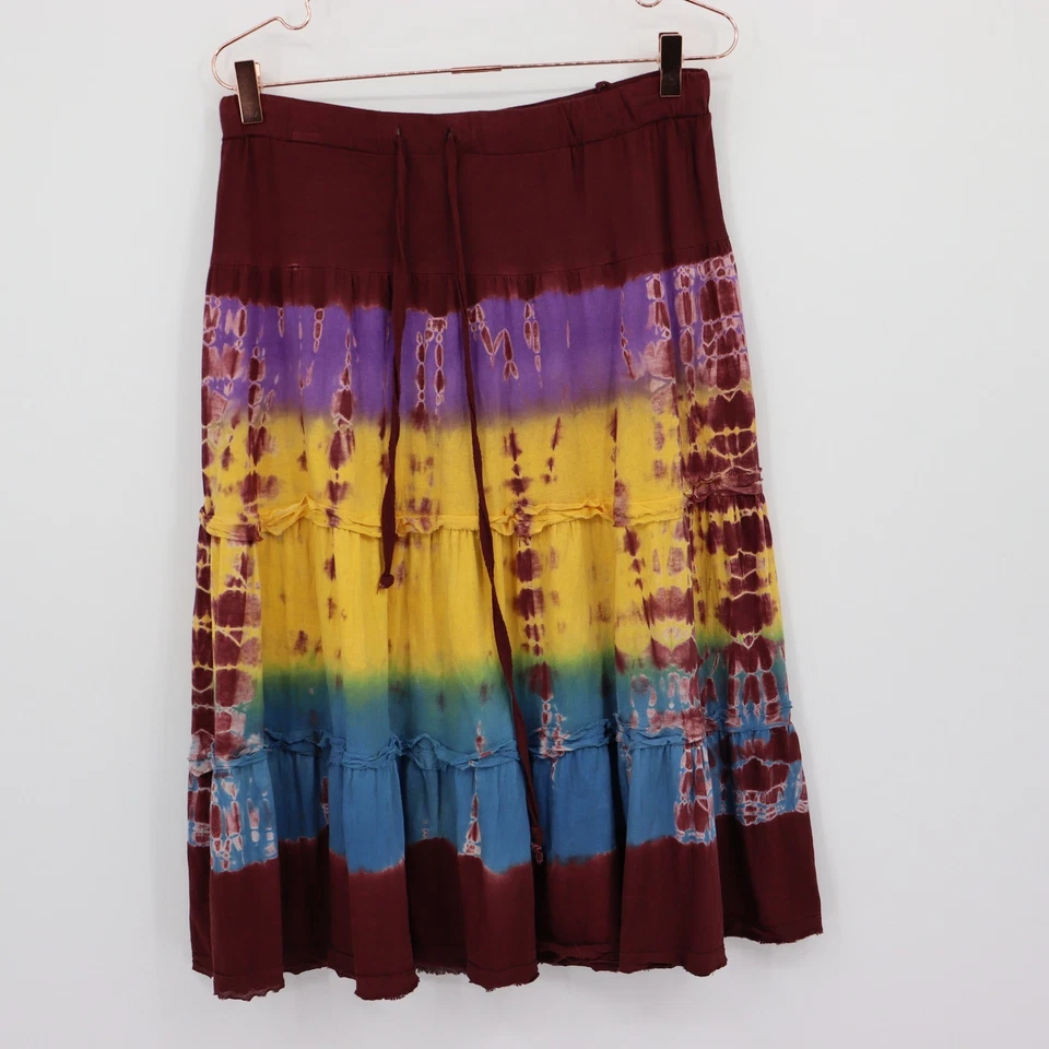 Falda Angie Tie Dye Midi Mujer M Multicolor Boho Hippie Bohemia Festival Informal Foto 1 de 4