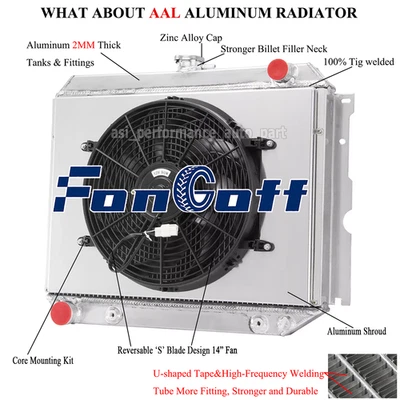 3 Row Radiator Shroud Fan For 1968-1974 Dodge Charger Challenger Coronet 22" W Foto 1 de 4