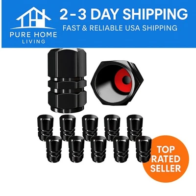 12 Pack Heavy-Duty Tire Valve Caps - Universal Black Aluminum & Rubber Seal - Image 1 of 4