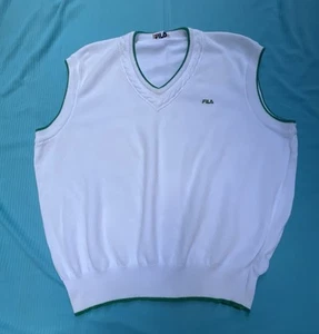 Fila Vintage Italy Weiß Pullover V Ausschnitt Weste Herren Größe 46. - Bild 1 von 10
